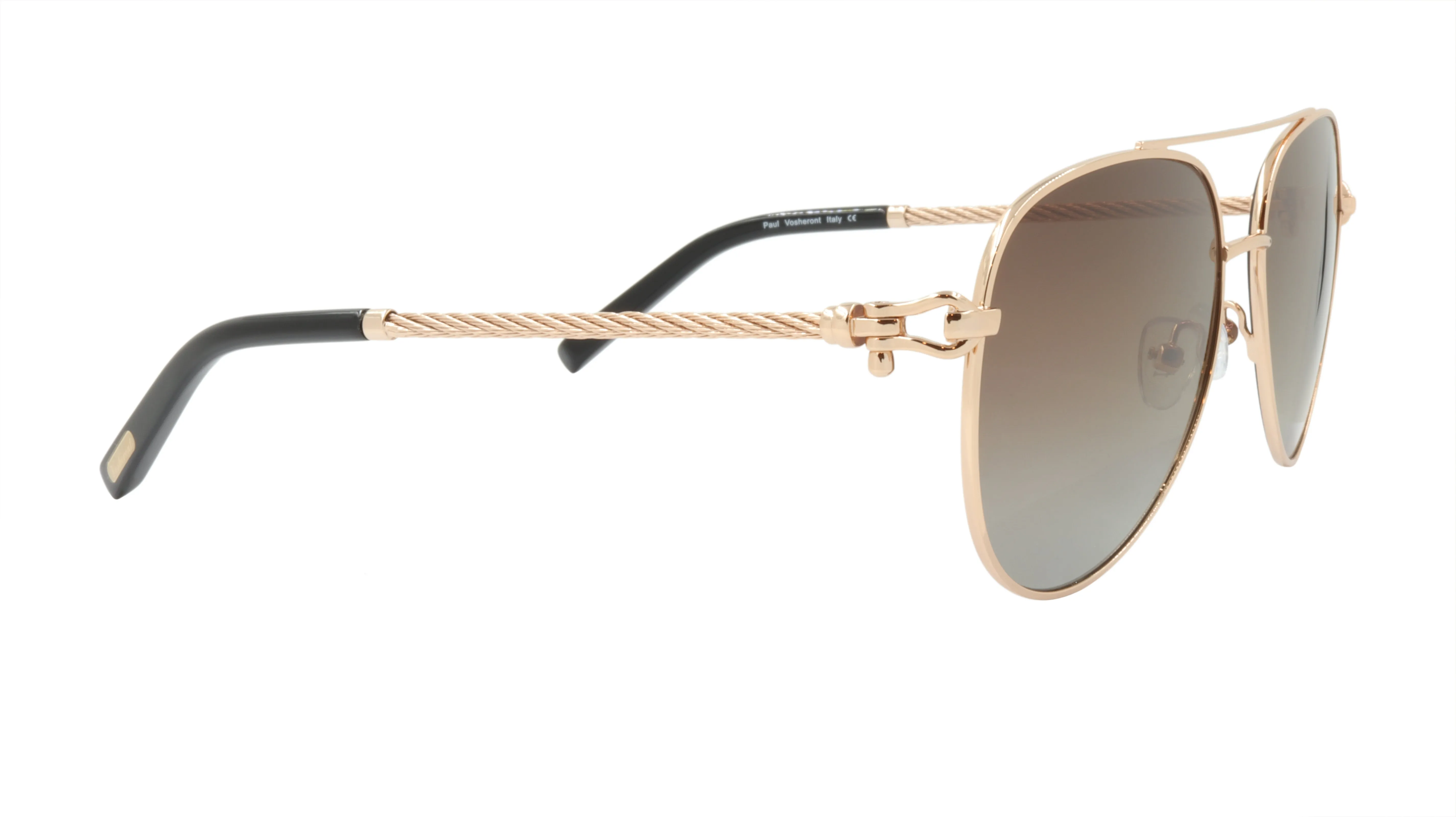 Paul Vosheront Sunglasses Gold Plated Metal Acetate Polarized Italy PV3438S C2