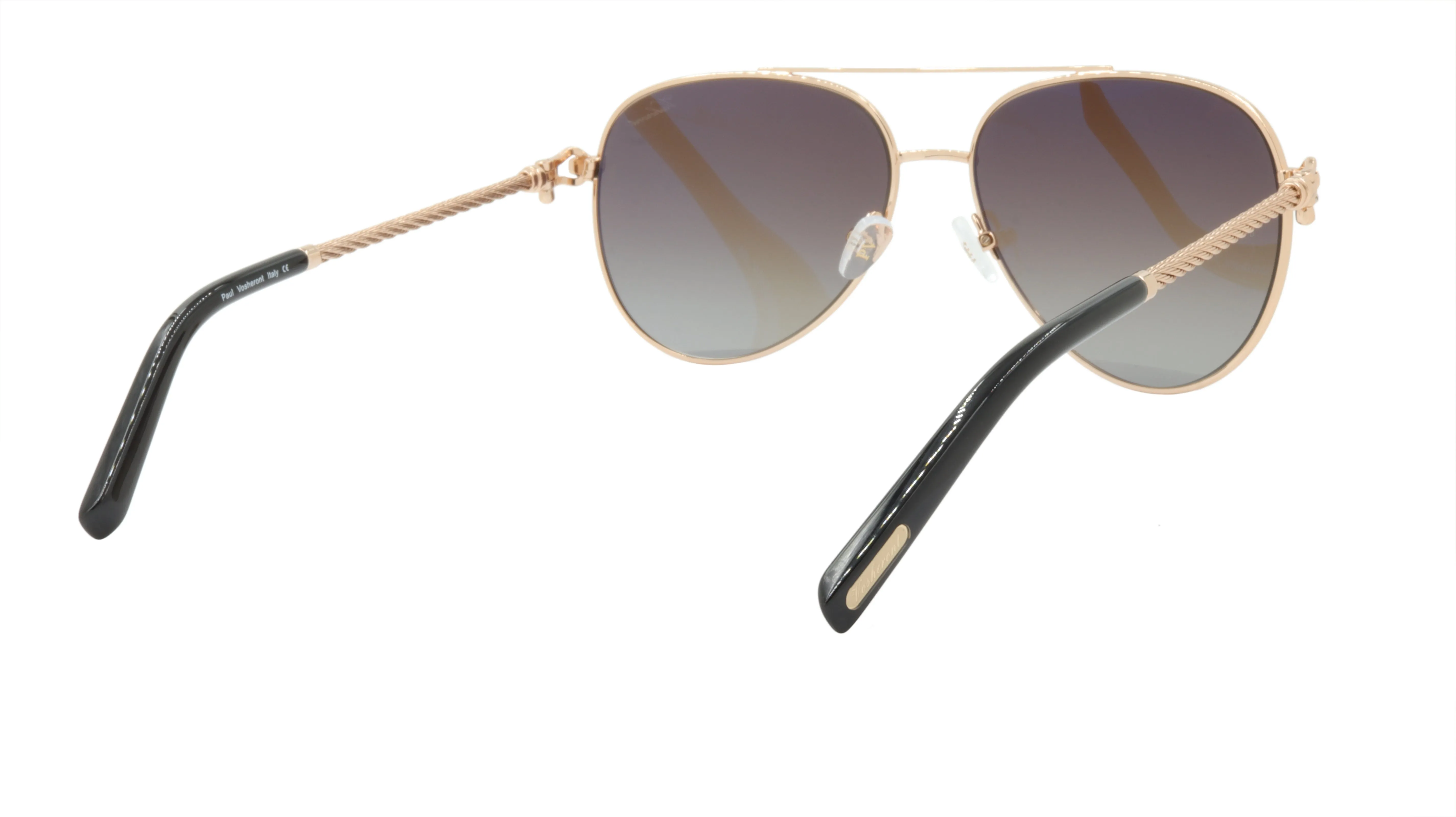 Paul Vosheront Sunglasses Gold Plated Metal Acetate Polarized Italy PV3438S C2