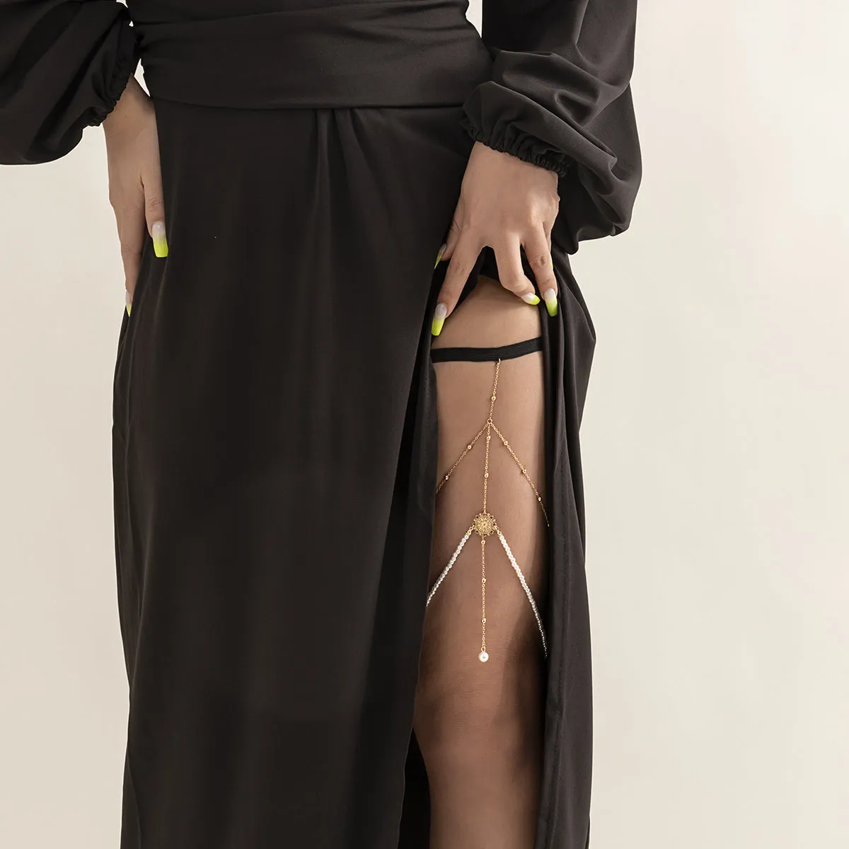 Pearl & 18K Gold-Plated Layered Leg Chain