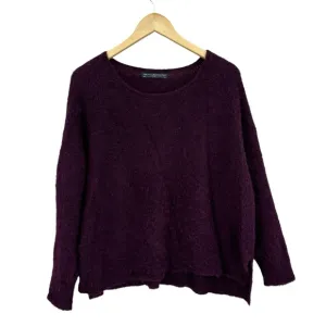 PERUVIAN CONNECTION Sweater Alpaca Nylon Round Neck Fuzzy Purple