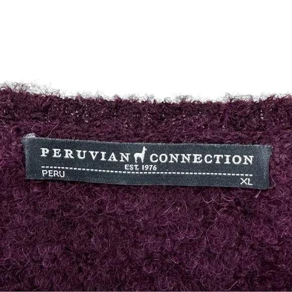 PERUVIAN CONNECTION Sweater Alpaca Nylon Round Neck Fuzzy Purple