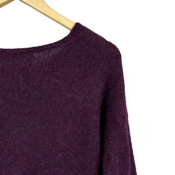 PERUVIAN CONNECTION Sweater Alpaca Nylon Round Neck Fuzzy Purple