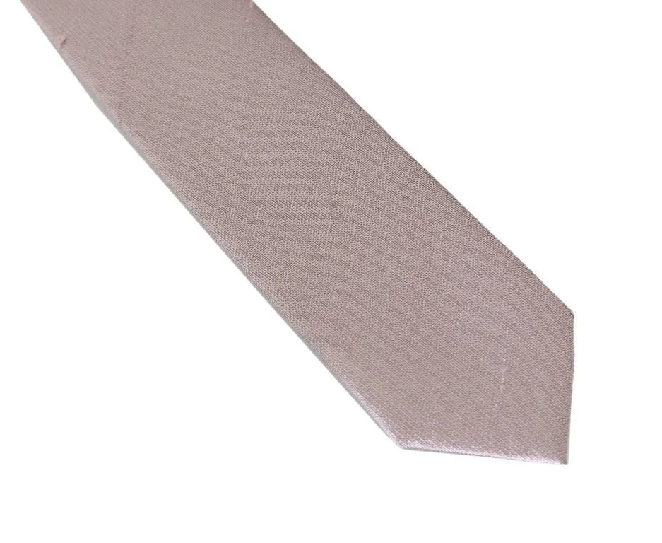Pink Beige Silk Solid Slim Tie