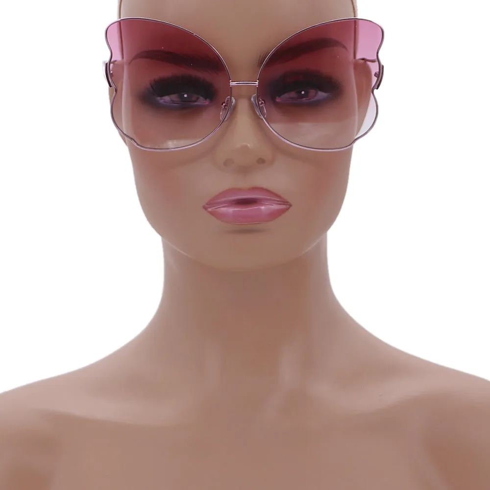 Pink Butterfly Shaped Gradient Tinted Sunglasses