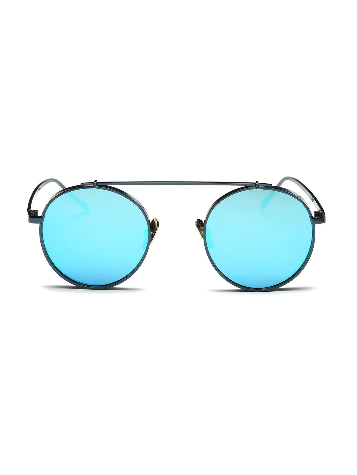 Pink Chunky Frame Round Mirrored Sunglasses