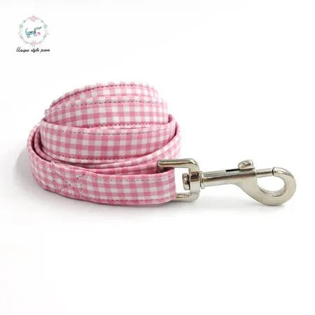 Pink Gingham Bow Tie Dog Collar