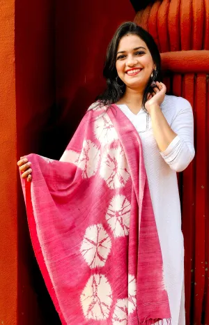 Pink Ties - A Pink Stole on Assam Silk