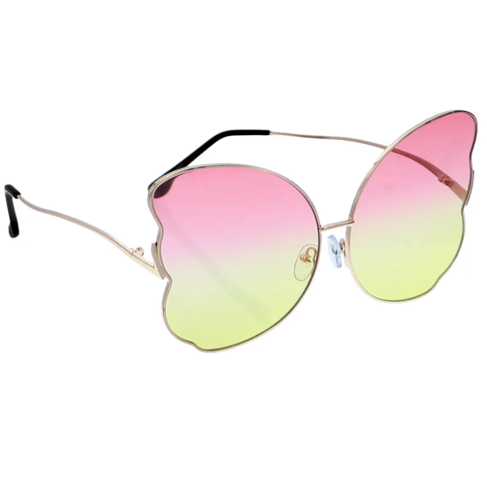 Pink Yellow Butterfly Shaped Gradient Tinted Sunglasses