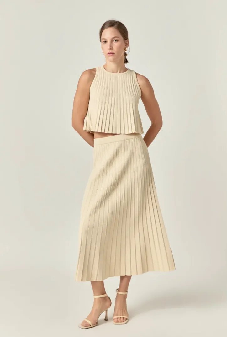 Pleated A-line Skirt