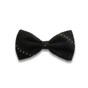 Pleated Silk Bow tie with White Swarovski Crystals