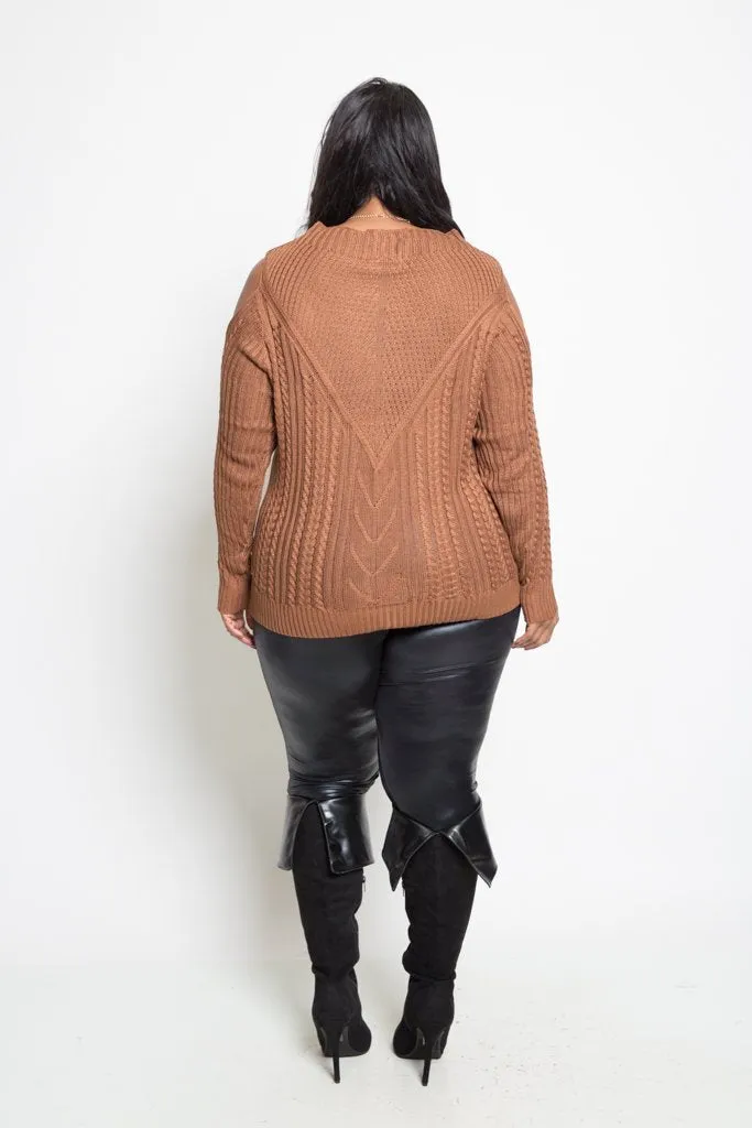 Plus Size Detailed Cold Shoulder Sweater [SALE]