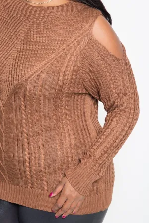Plus Size Detailed Cold Shoulder Sweater [SALE]