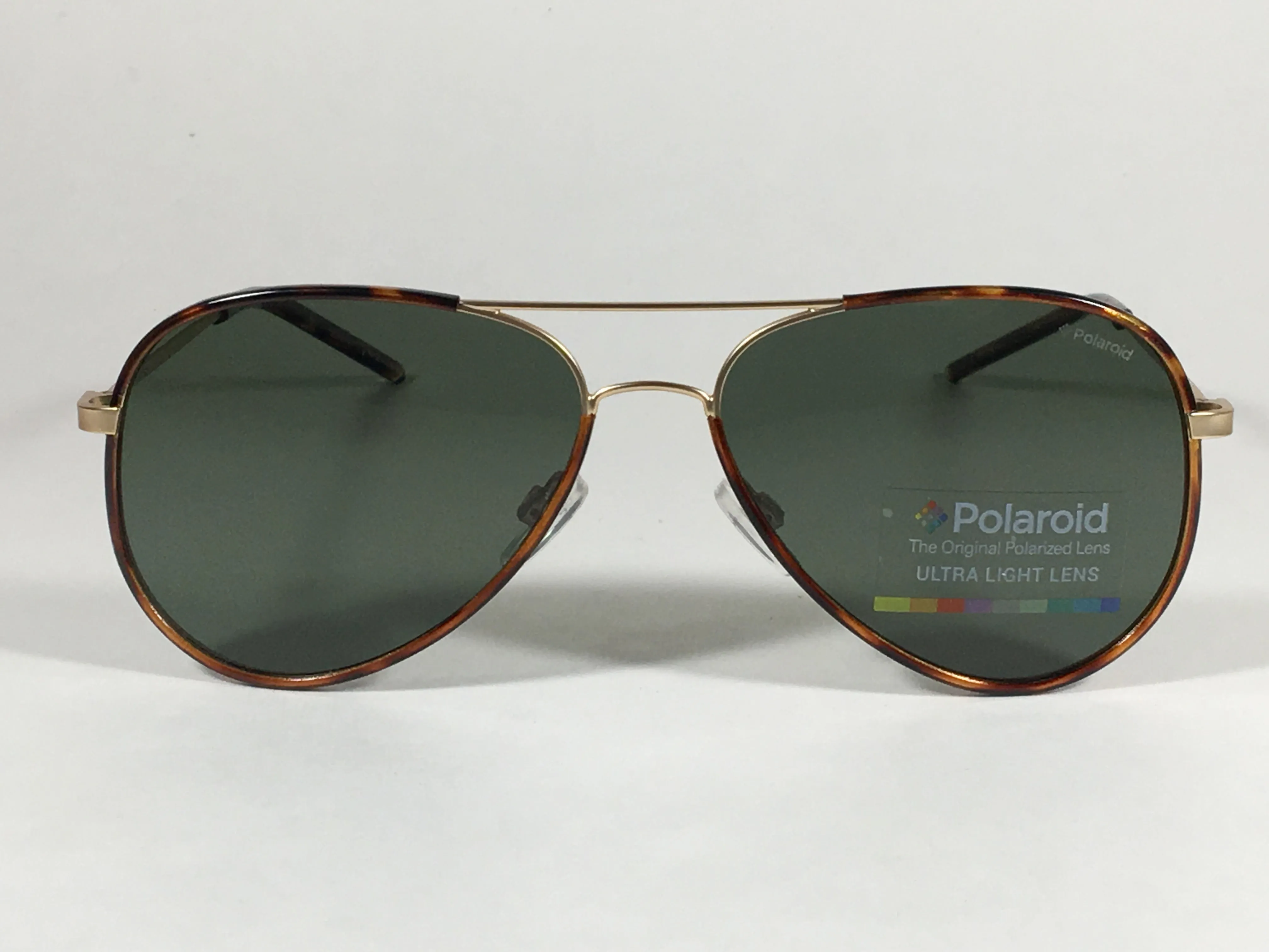 Polaroid Polarized Aviator Pilot Sunglasses Matte Gold Brown Tortoise Green Lens PLD1020S AOZRC
