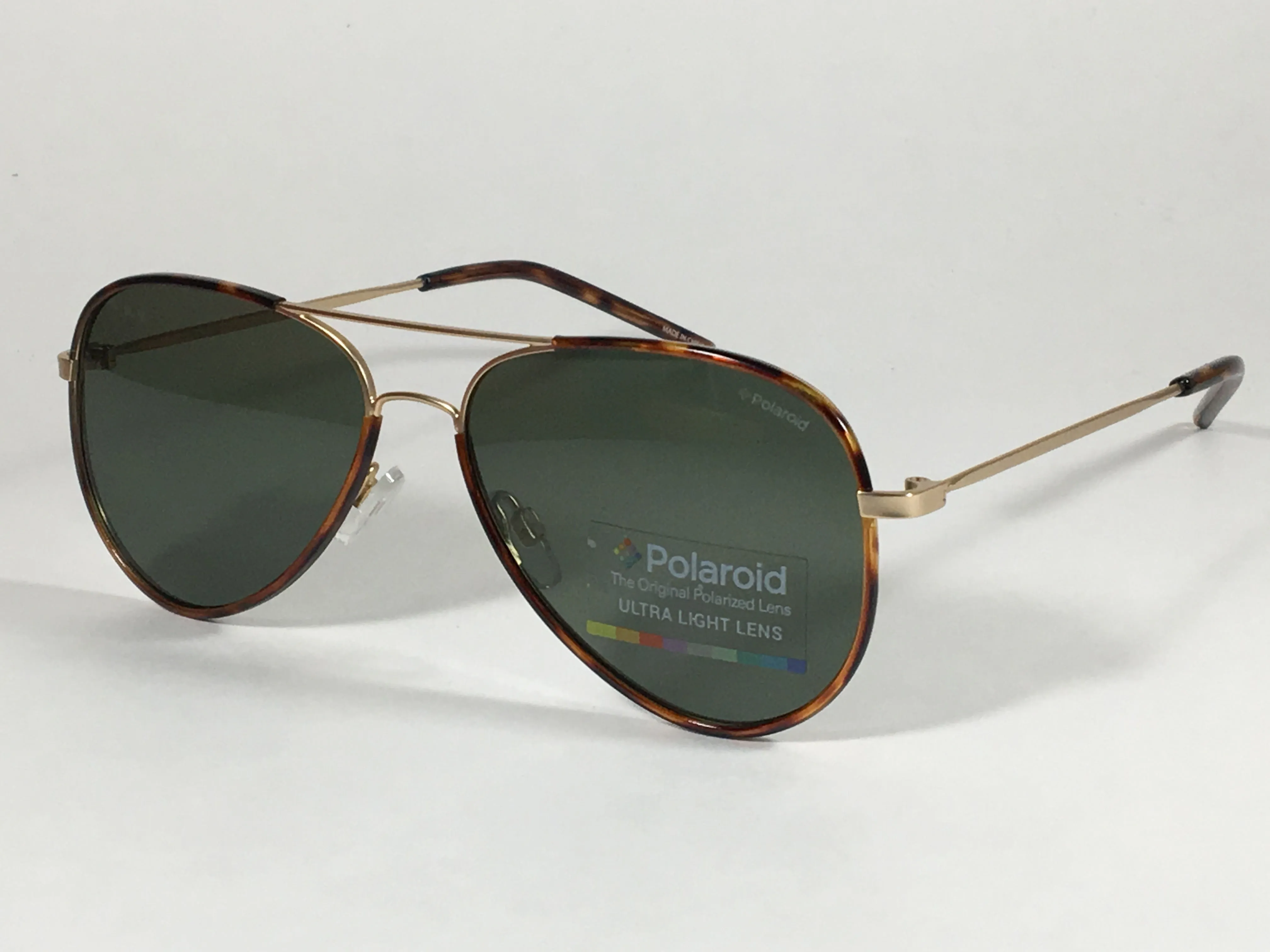 Polaroid Polarized Aviator Pilot Sunglasses Matte Gold Brown Tortoise Green Lens PLD1020S AOZRC