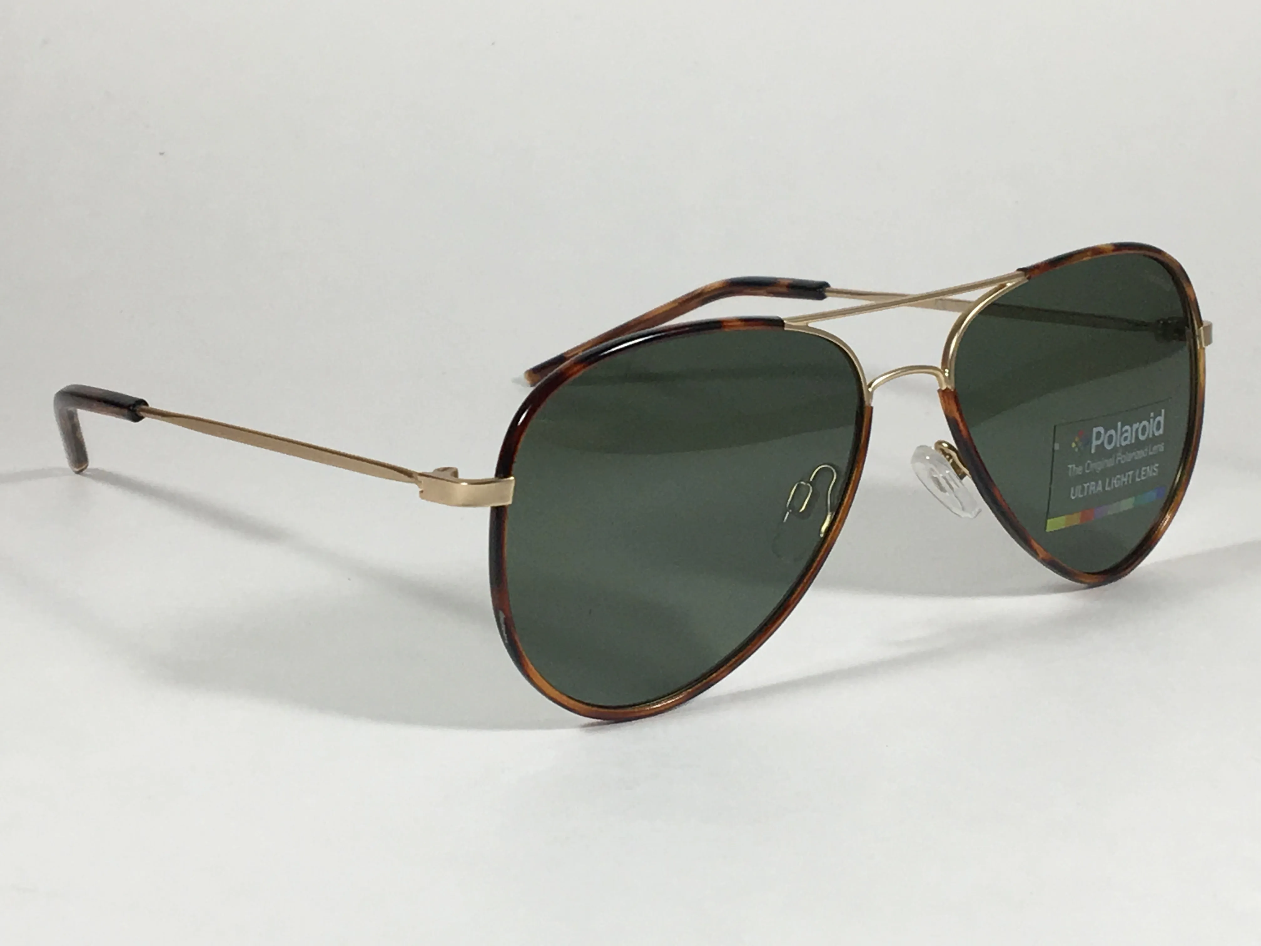 Polaroid Polarized Aviator Pilot Sunglasses Matte Gold Brown Tortoise Green Lens PLD1020S AOZRC