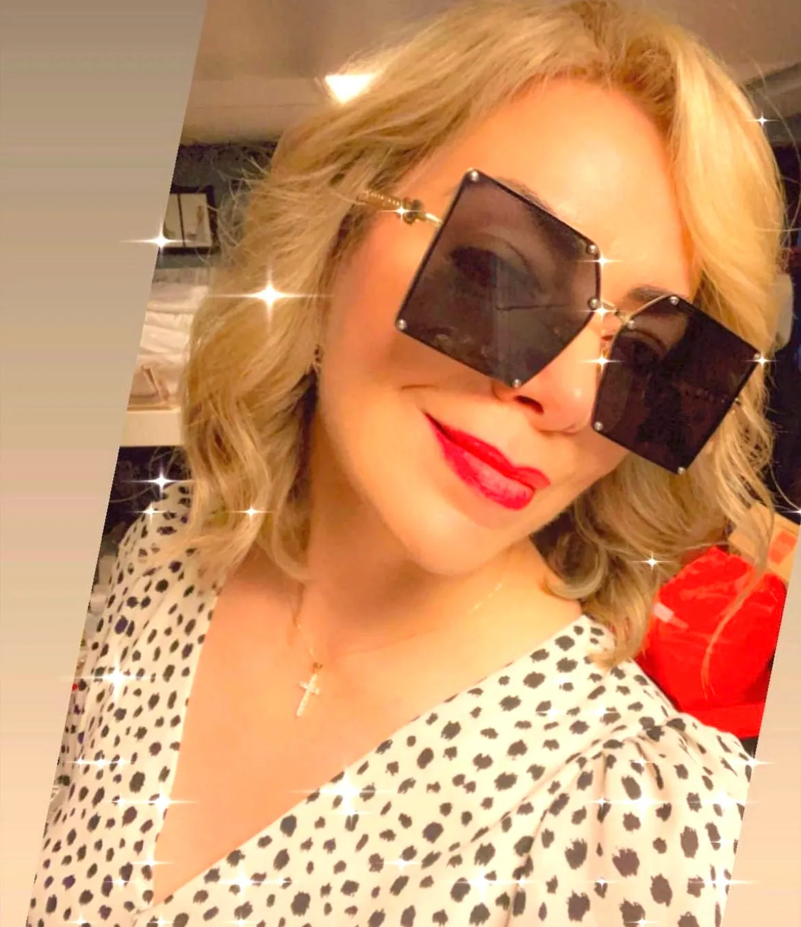 POPULAR OVERSIZED RIMLESS VINTAGE SQUARE FRAME SUNGLASSES