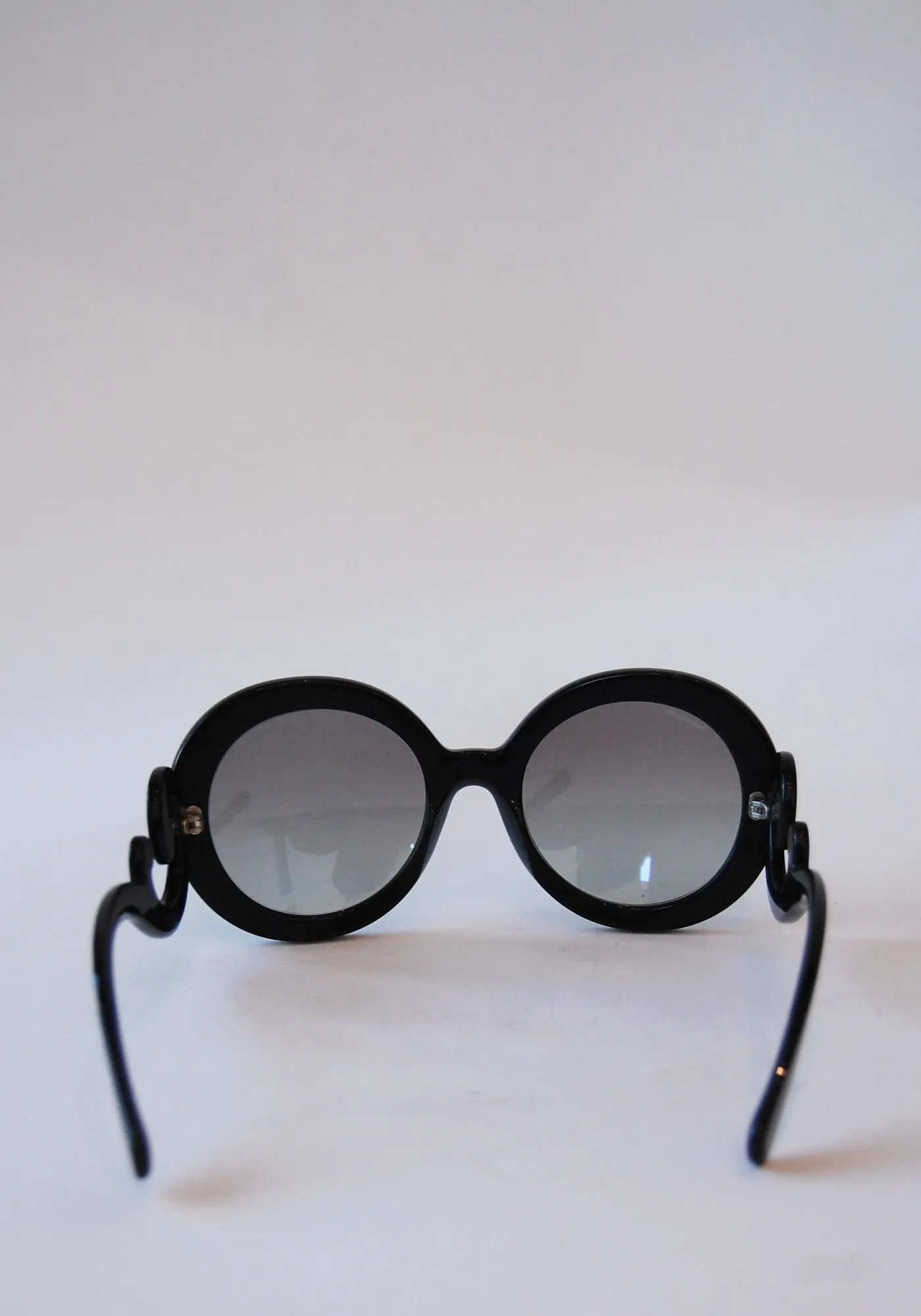 Prada Black Baroque Swirl Round Sunglasses