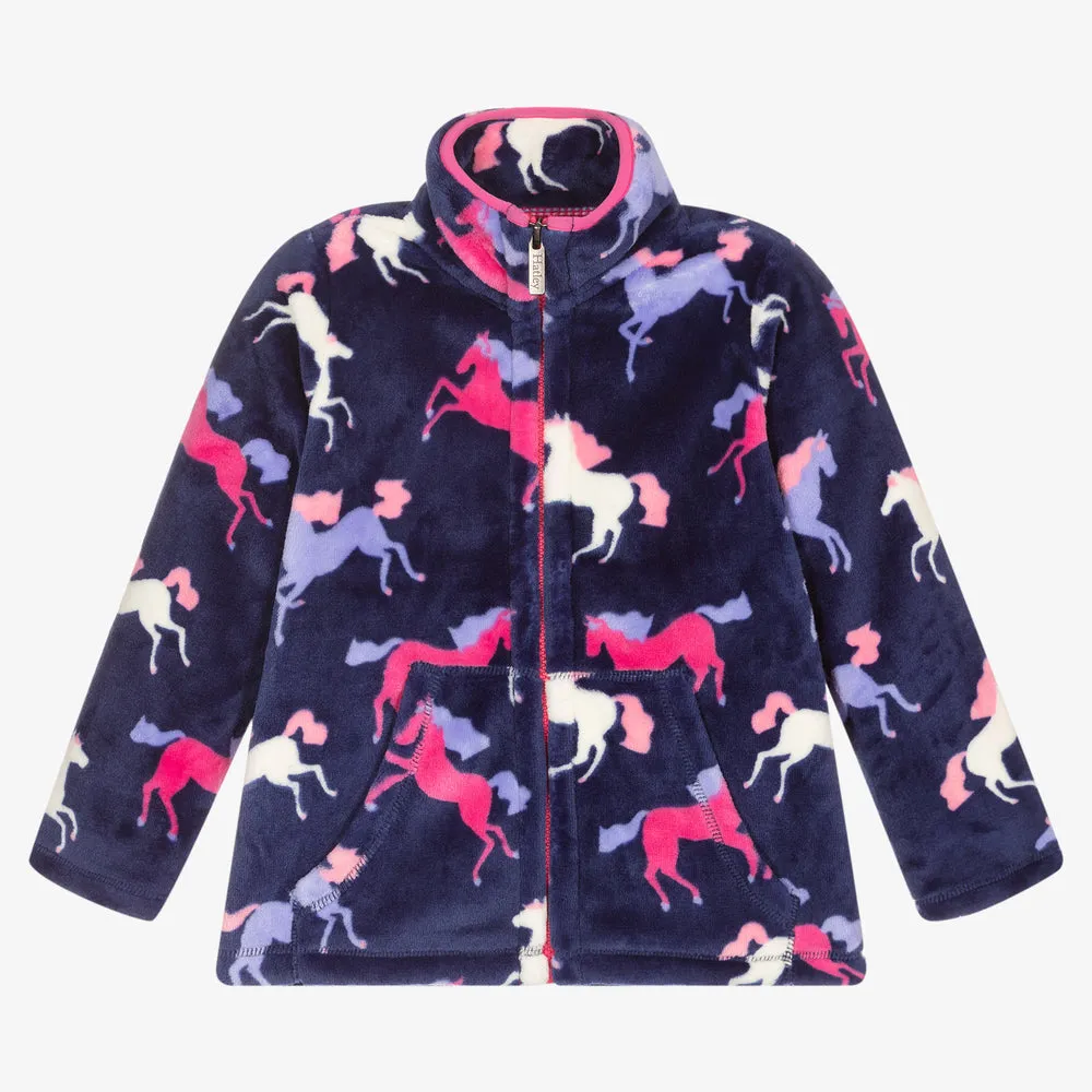 Prancing Horses Fuzzy Fleece Zip Up
