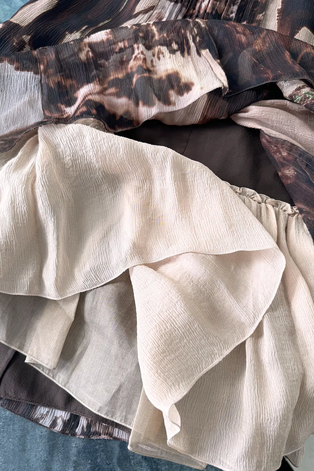 Prettiest Fall 2004 Prada Runway & Ad Campaign Print Silk Chiffon Dress w Beaded Detailing