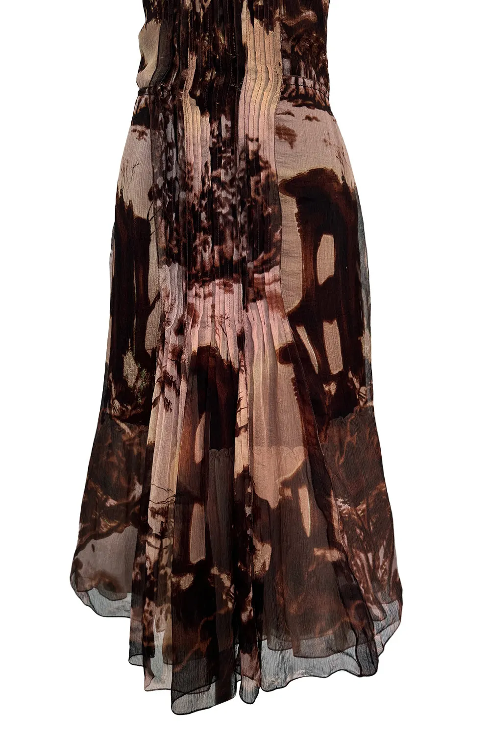 Prettiest Fall 2004 Prada Runway & Ad Campaign Print Silk Chiffon Dress w Beaded Detailing