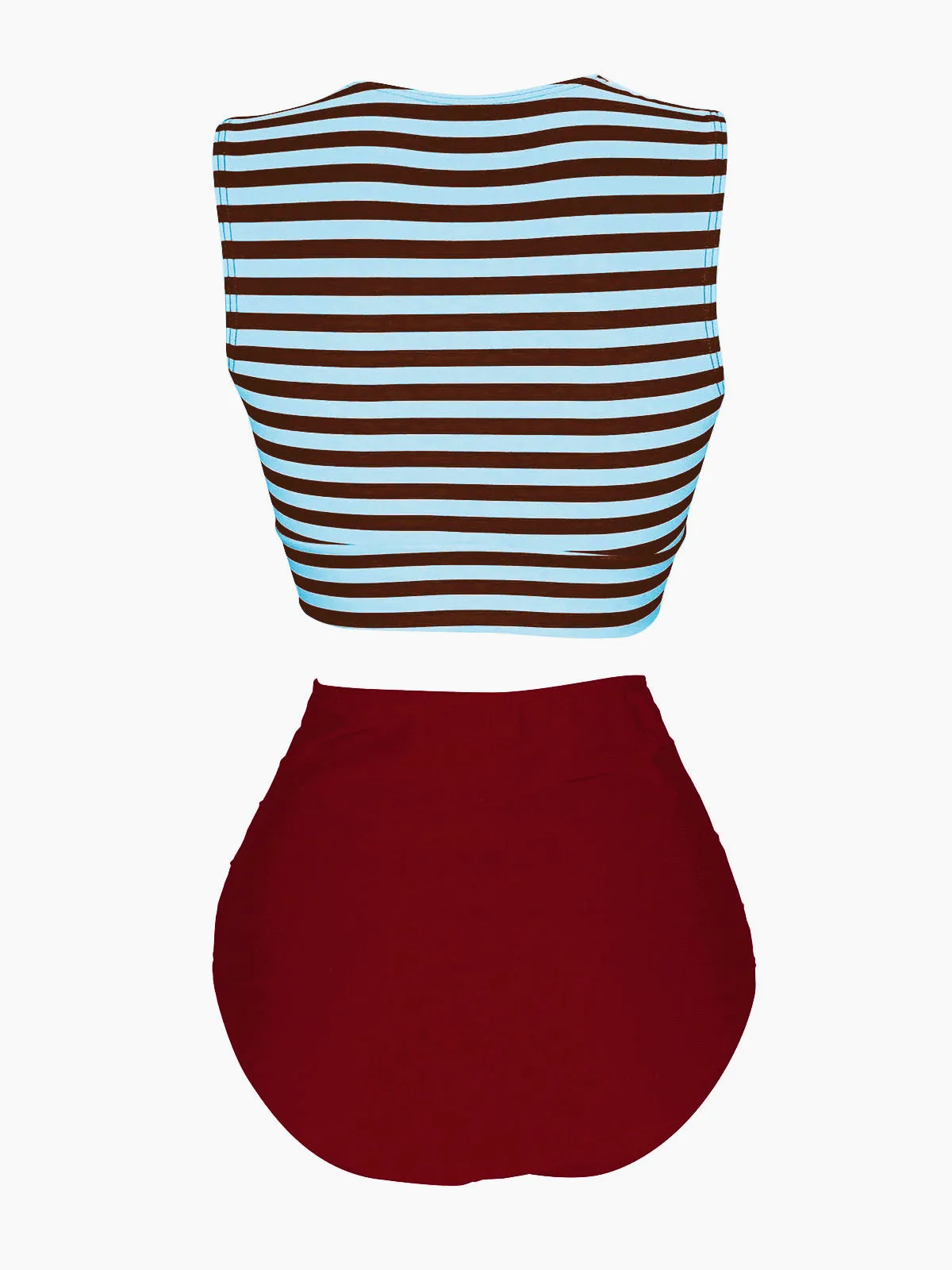 [Prévente] Maillot de bain à rayures à lacets bleu et rouge des années 1970