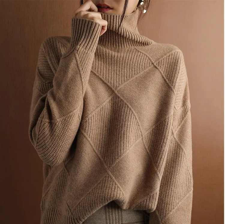 Pure Wool Turtleneck Plus Size Knitted Sweaters