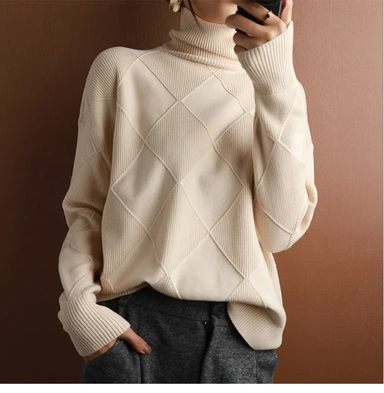 Pure Wool Turtleneck Plus Size Knitted Sweaters