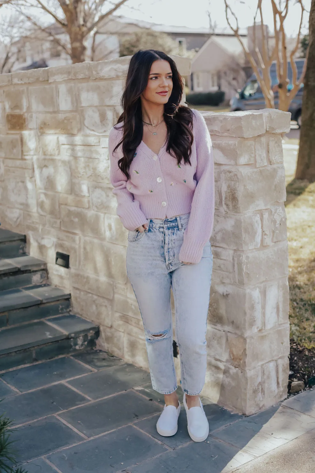 Purple Fuzzy Flower Cardigan