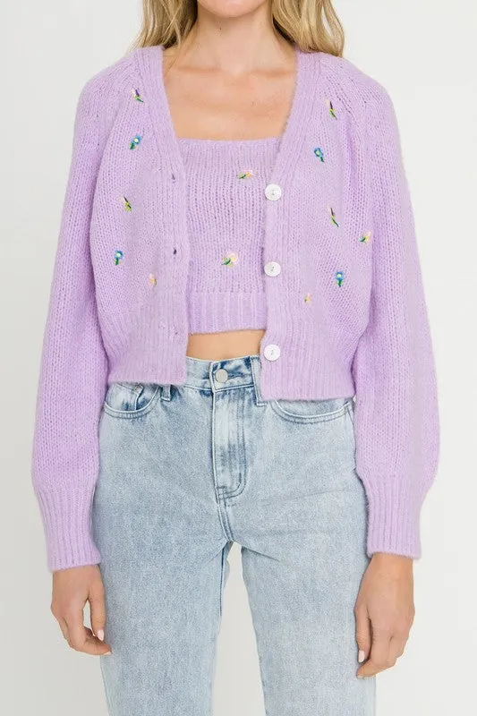 Purple Fuzzy Flower Cardigan