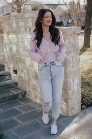 Purple Fuzzy Flower Cardigan