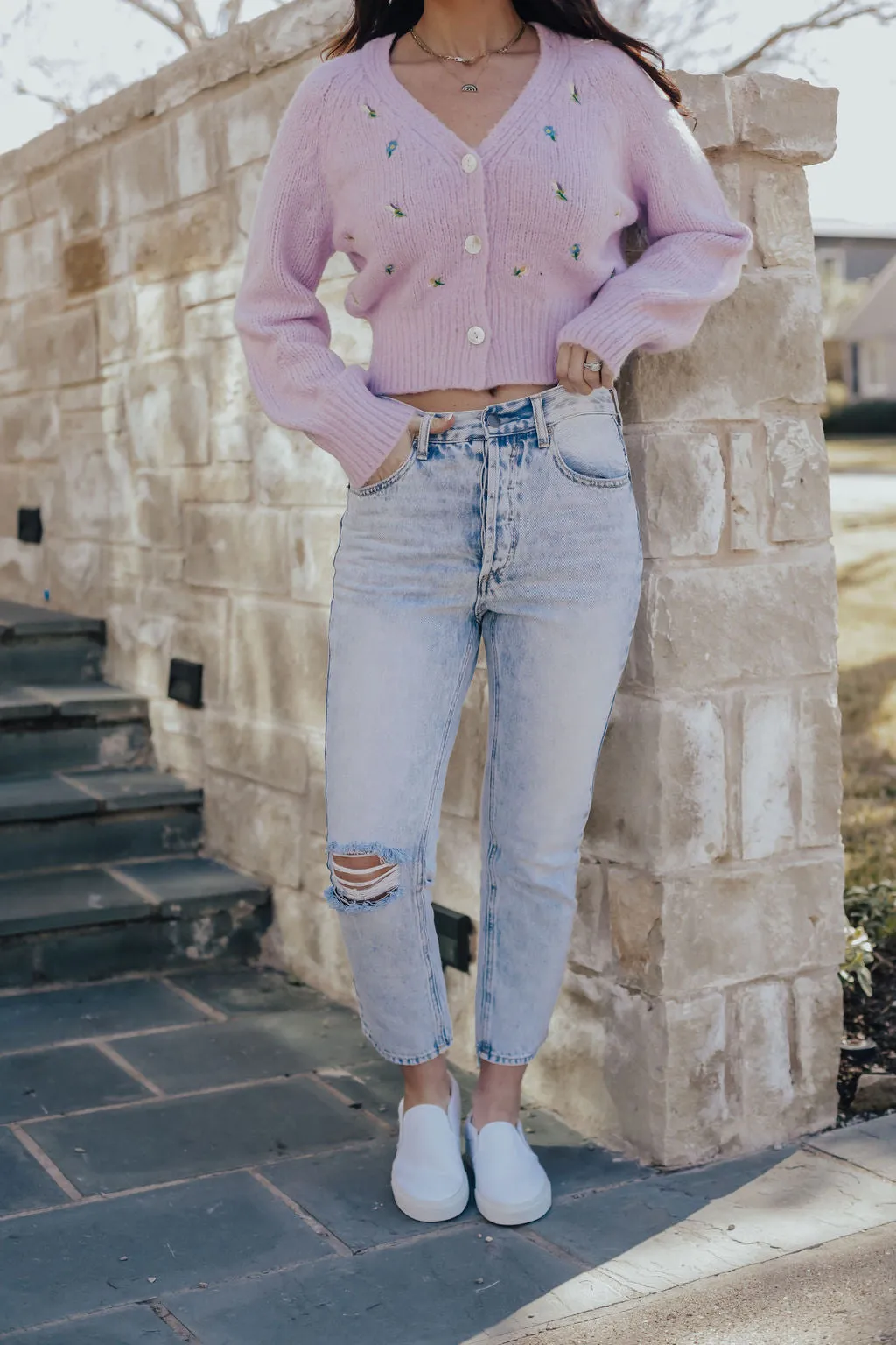 Purple Fuzzy Flower Cardigan