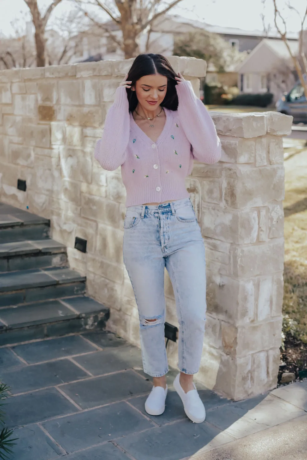 Purple Fuzzy Flower Cardigan