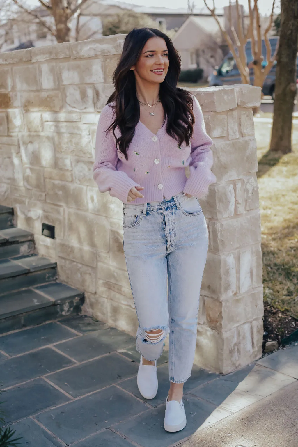 Purple Fuzzy Flower Cardigan
