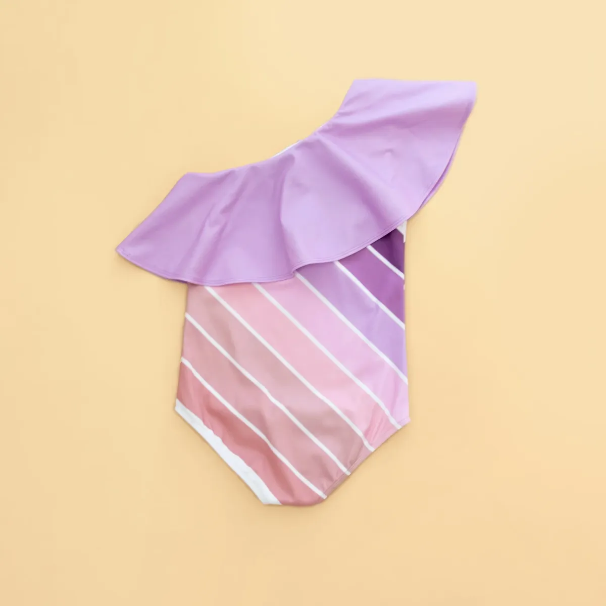 Purple Sands Rainbow One Shoulder Ruffle Swimsuit