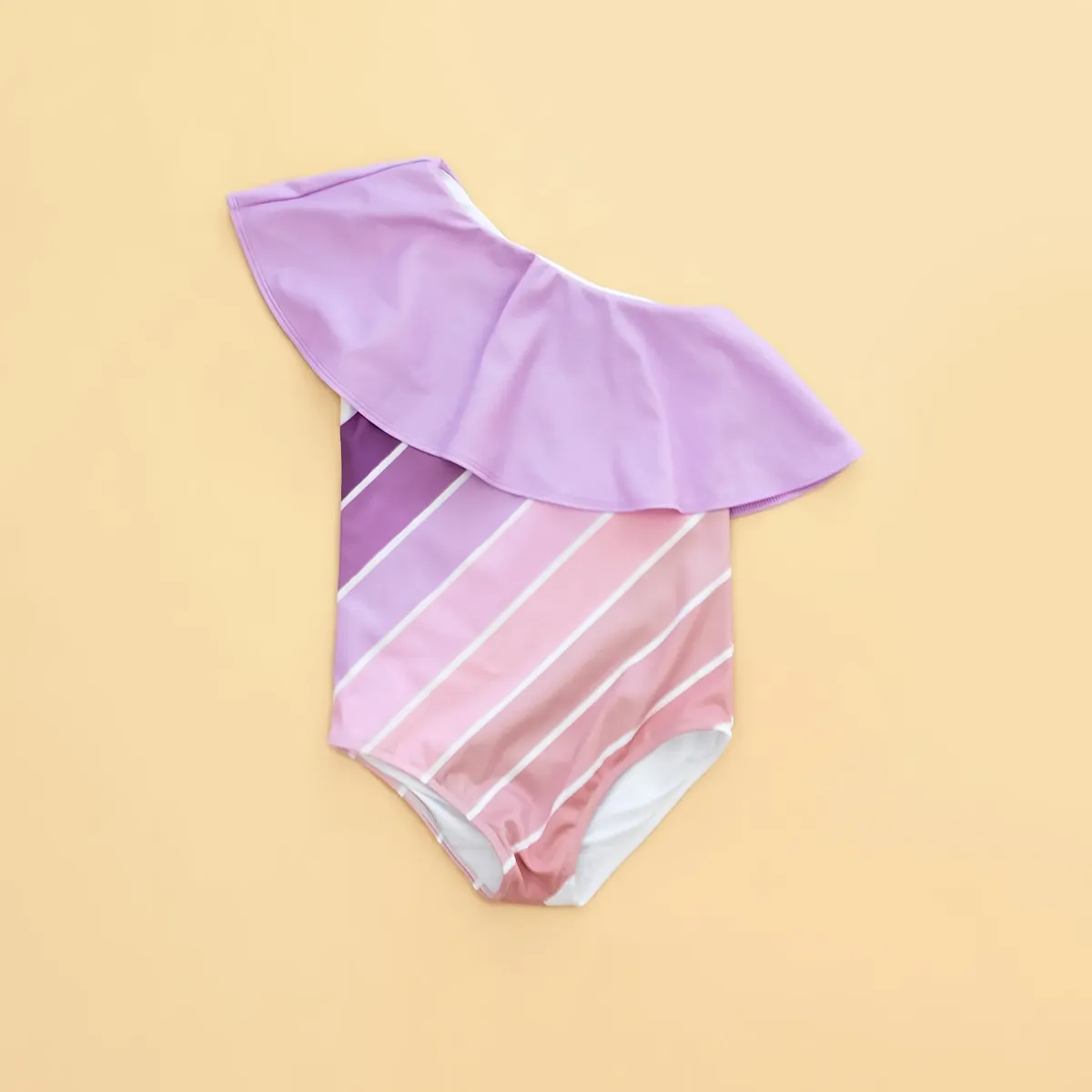 Purple Sands Rainbow One Shoulder Ruffle Swimsuit