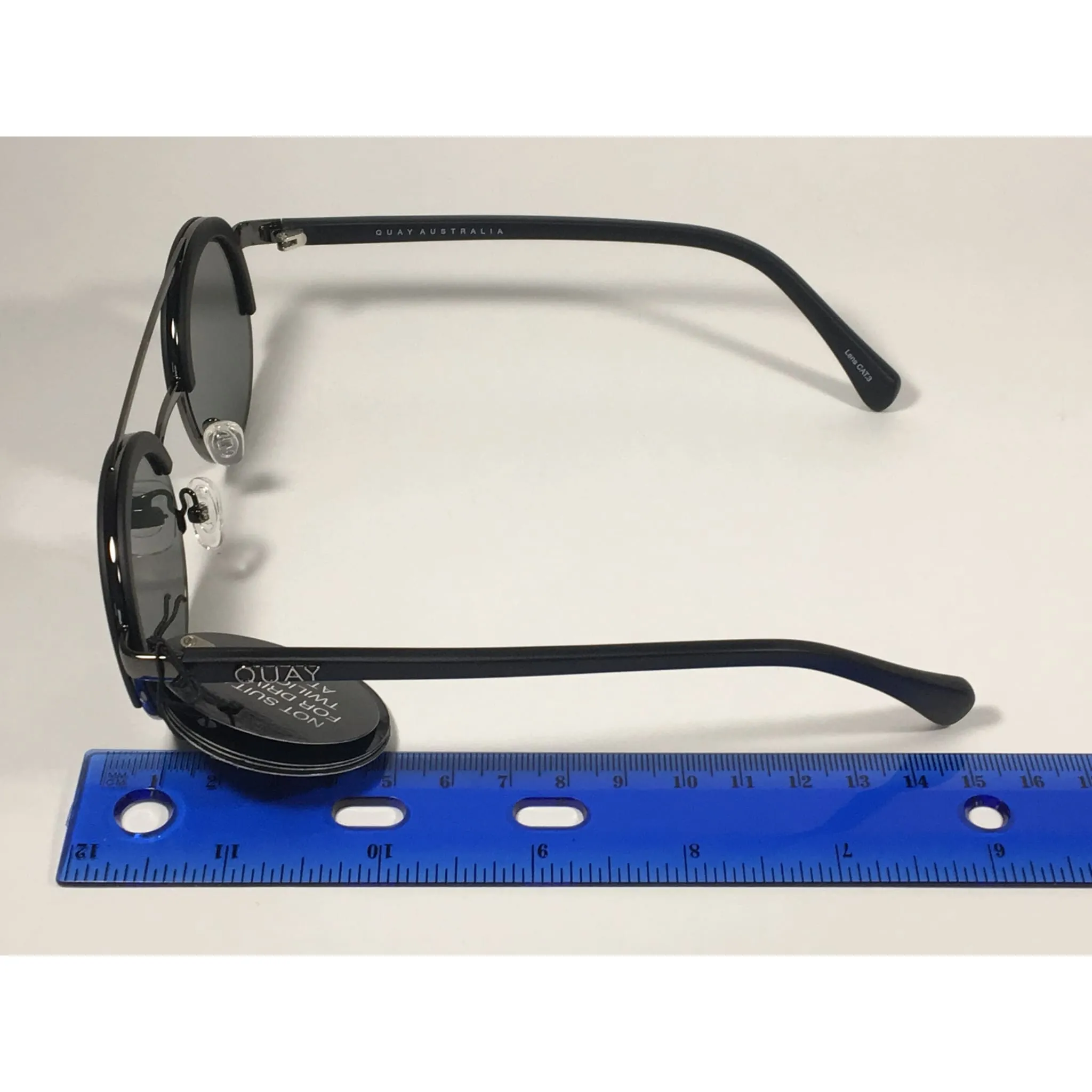 Quay Australia QW000365 BLK/GRN Come Around Round Brow Bar Sunglasses Black Frame Green Lens