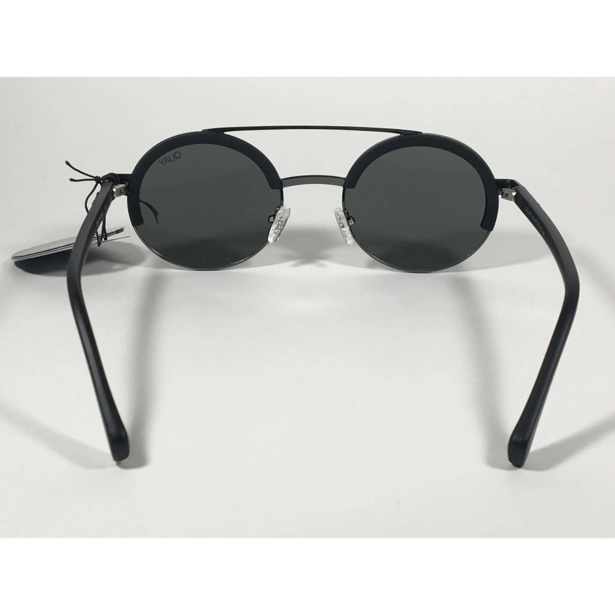 Quay Australia QW000365 BLK/GRN Come Around Round Brow Bar Sunglasses Black Frame Green Lens