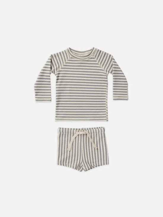 Quincy Mae - Finn Rashguard and Short Set - Lagoon Stripe