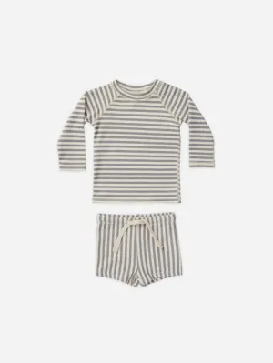 Quincy Mae - Finn Rashguard and Short Set - Lagoon Stripe