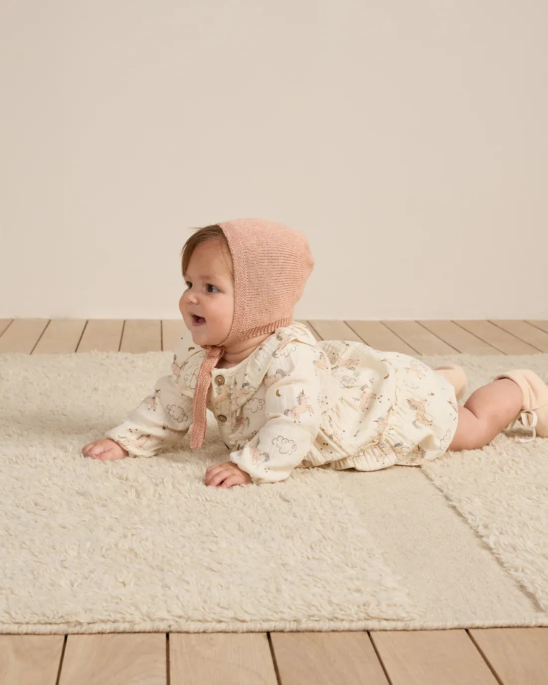 QUINCY MAE Organic Knit Bonnet || Heathered Rose