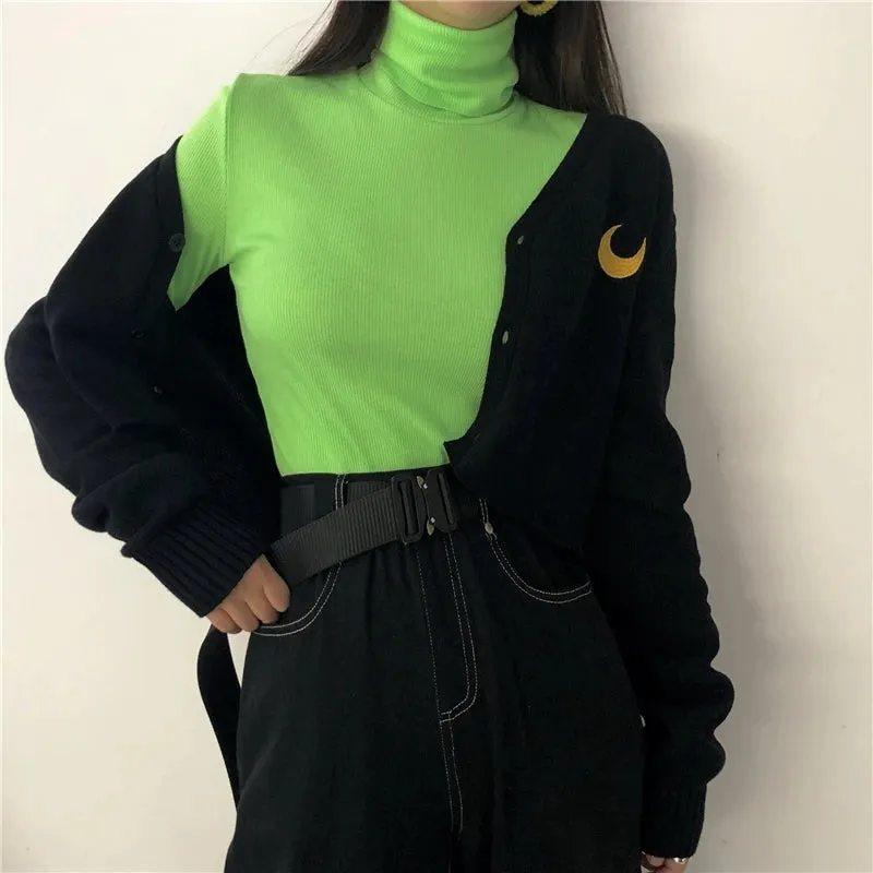 "GREEN T-SHIRT   MOON SWEATER CARDIGAN" TWO-PIECE SUIT UB2464