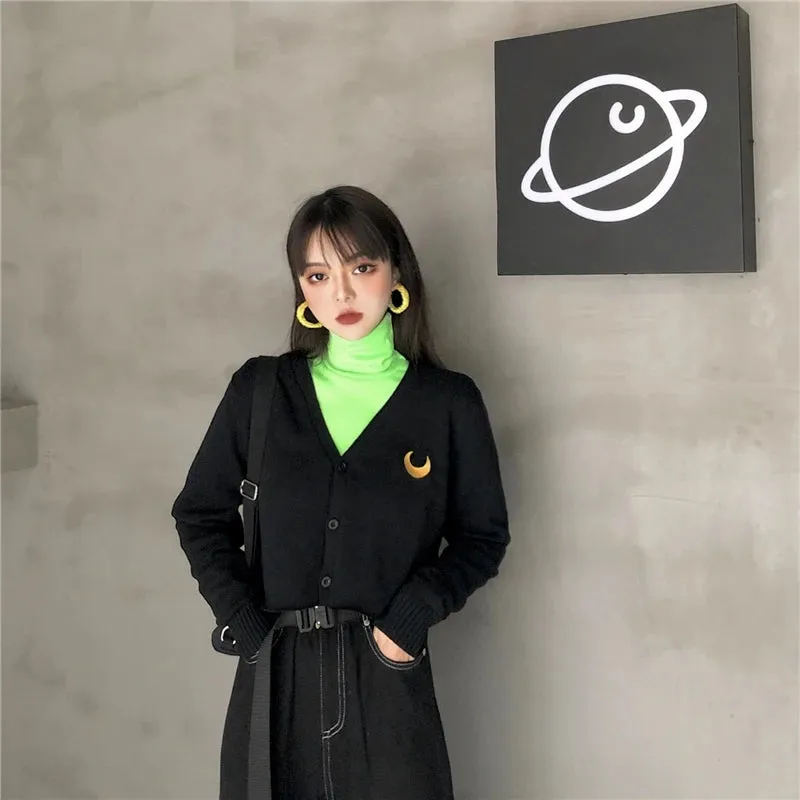 "GREEN T-SHIRT   MOON SWEATER CARDIGAN" TWO-PIECE SUIT UB2464