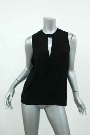 Rag & Bone Hart Choker Tank Black Rib Jersey Size Medium Sleeveless Draped Top