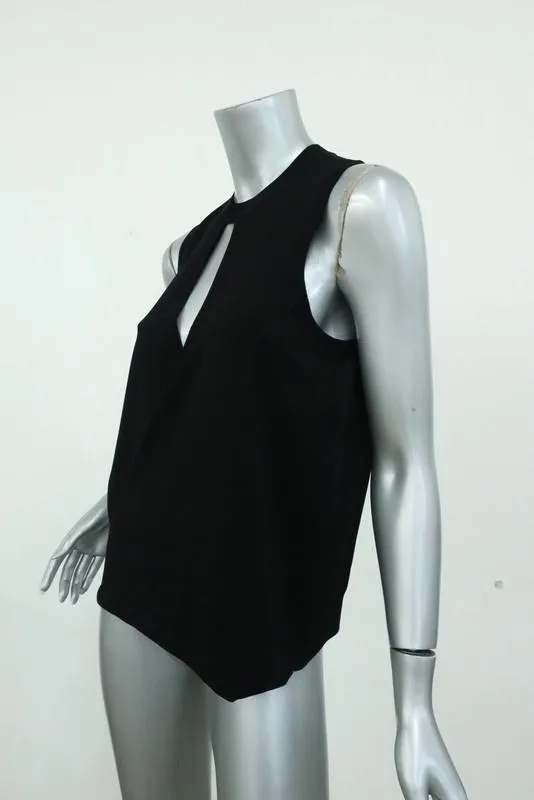 Rag & Bone Hart Choker Tank Black Rib Jersey Size Medium Sleeveless Draped Top