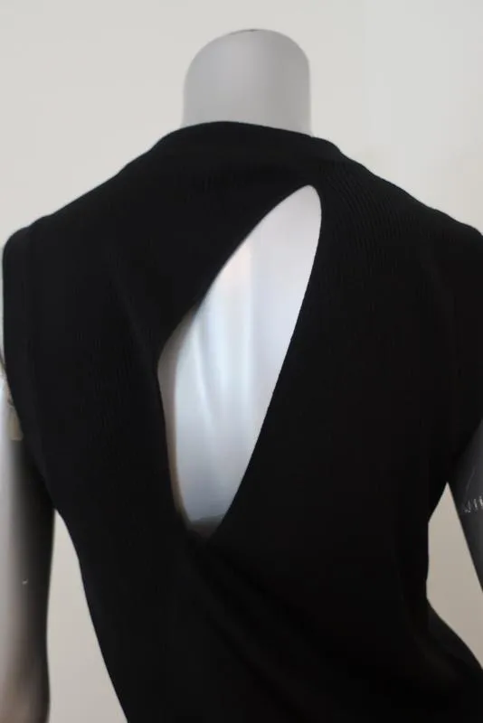 Rag & Bone Tank Darcie Navy Satin & Black Ribbed Knit Size Small Sleeveless Top