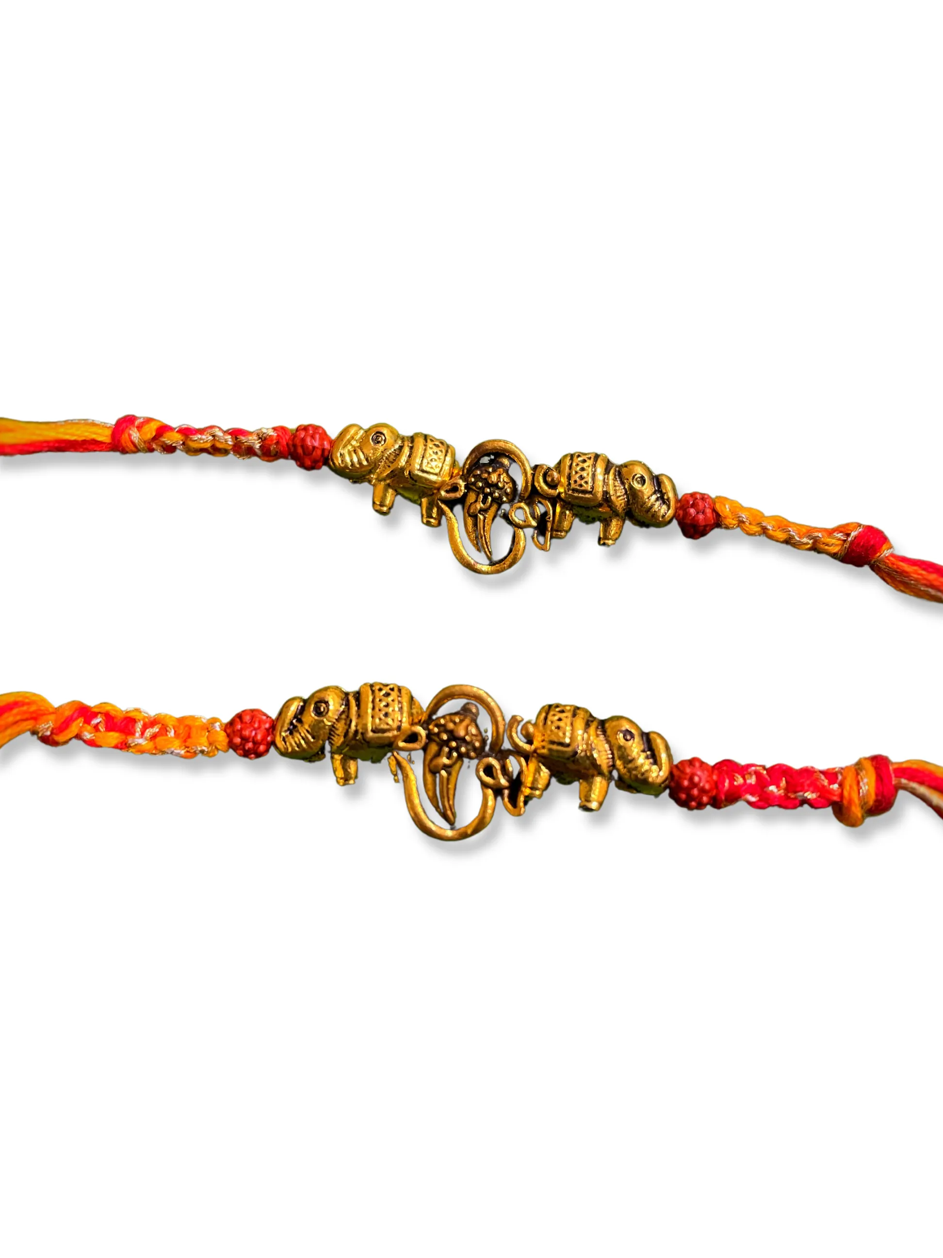 (Rakhi Set of 2) Unique Designer Rakhi OM/Ganesha/Elephant Designs With multicoloured Thread Rakhi