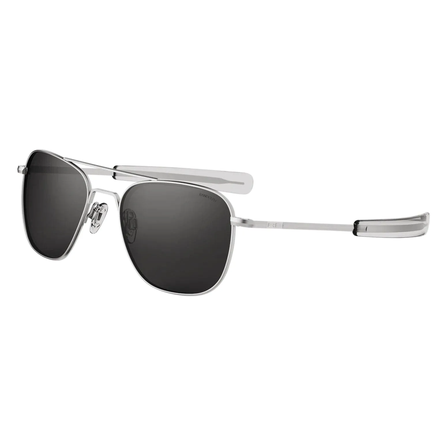 Randolph Aviator Sunglasses Matte Chrome Bayonet Clear Skytec Glass Non-Polarized American Gray Military Special Edition