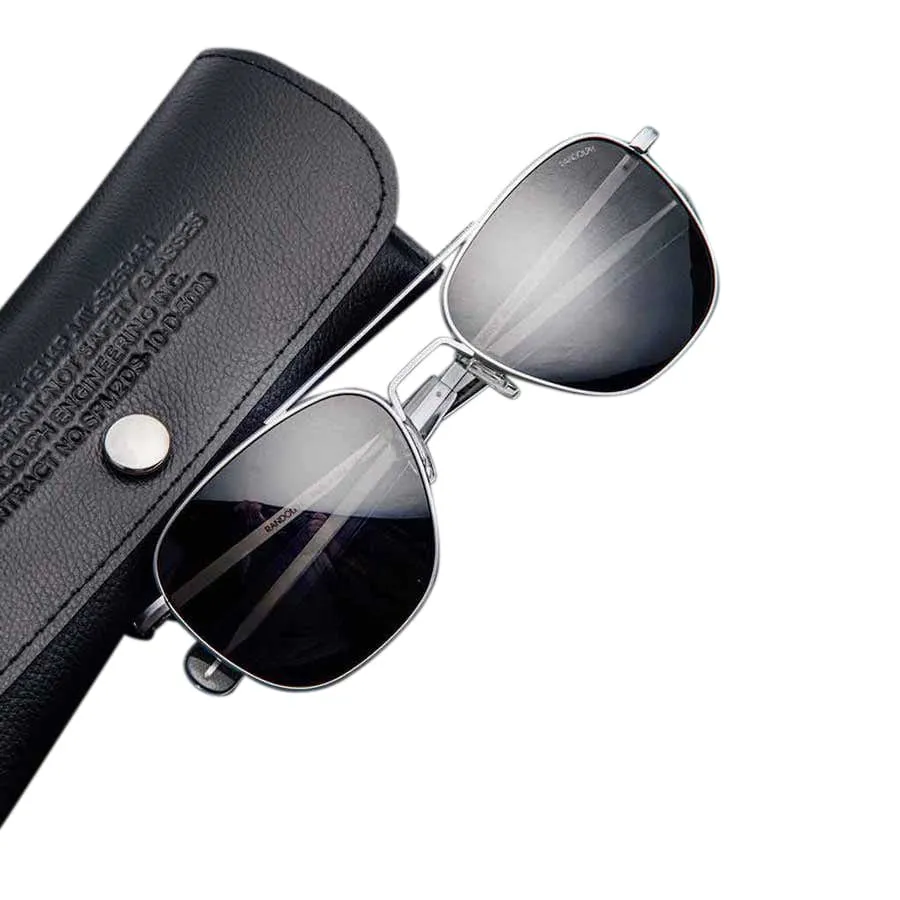 Randolph Aviator Sunglasses Matte Chrome Bayonet Clear Skytec Glass Non-Polarized American Gray Military Special Edition