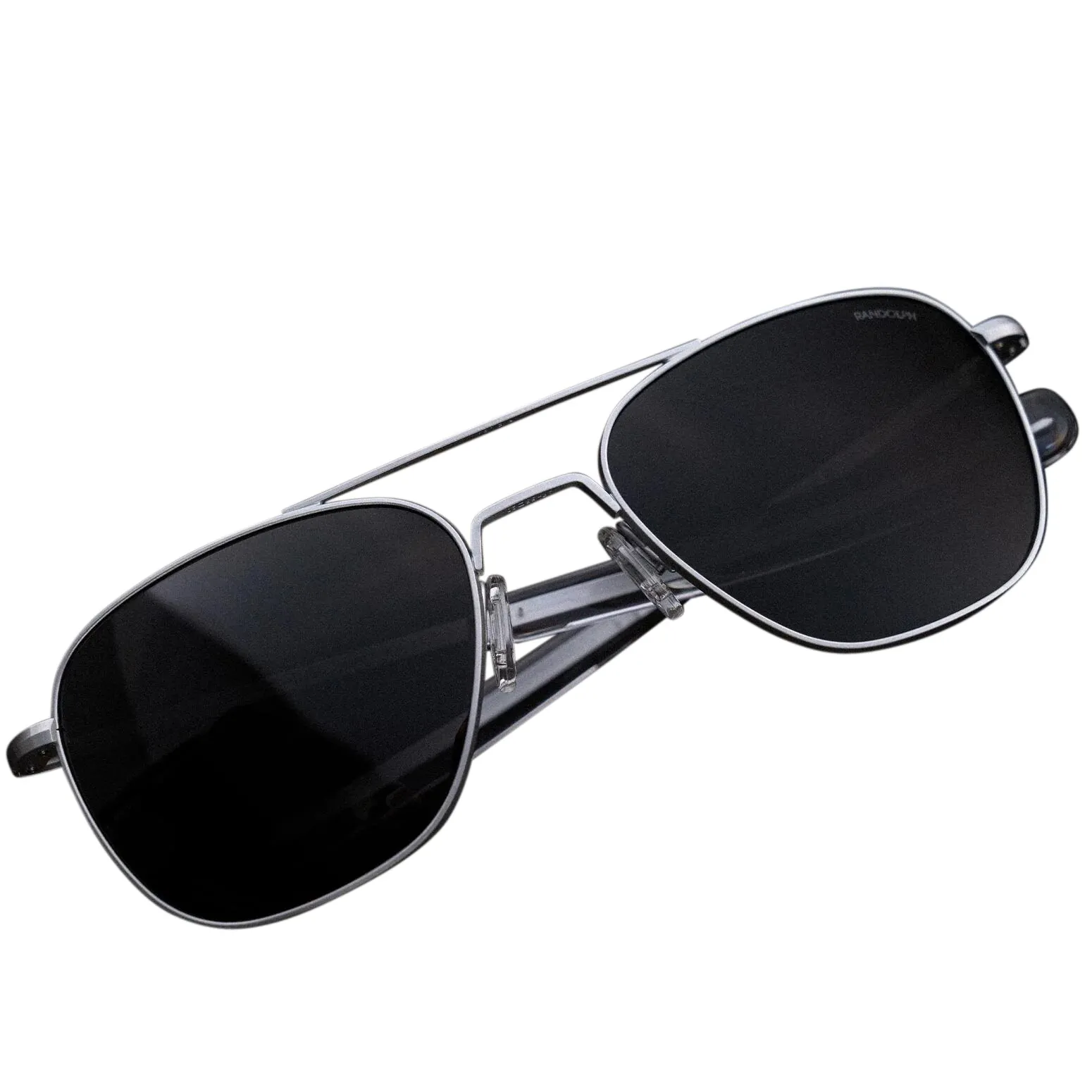 Randolph Aviator Sunglasses Matte Chrome Bayonet Clear Skytec Glass Non-Polarized American Gray Military Special Edition