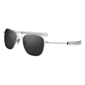 Randolph Aviator Sunglasses Matte Chrome Bayonet Clear Skytec Glass Non-Polarized American Gray Military Special Edition